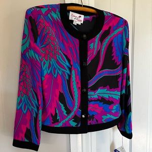 Caron Petite Vibrant Purple Blue Blouse/Jacket